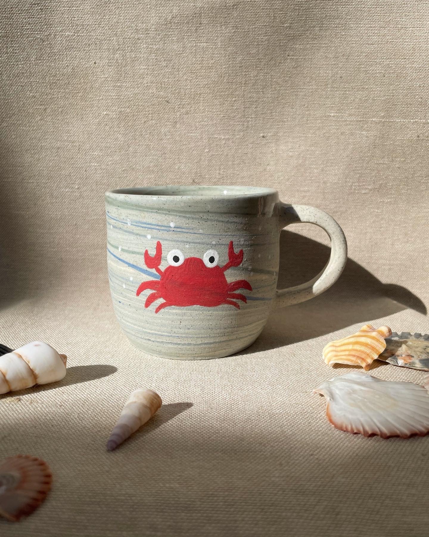 bright red crab mug