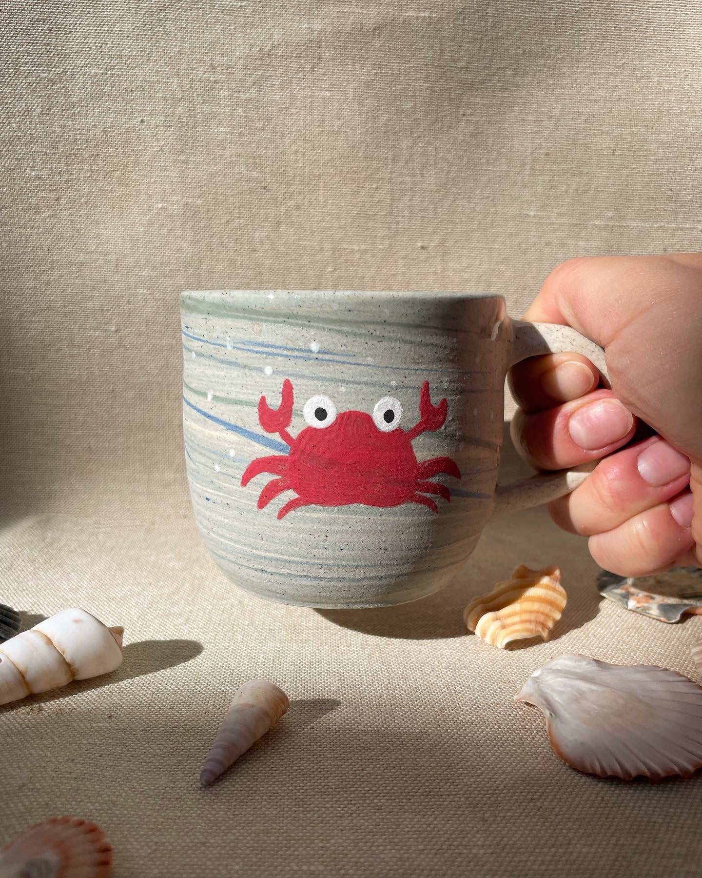 bright red crab mug